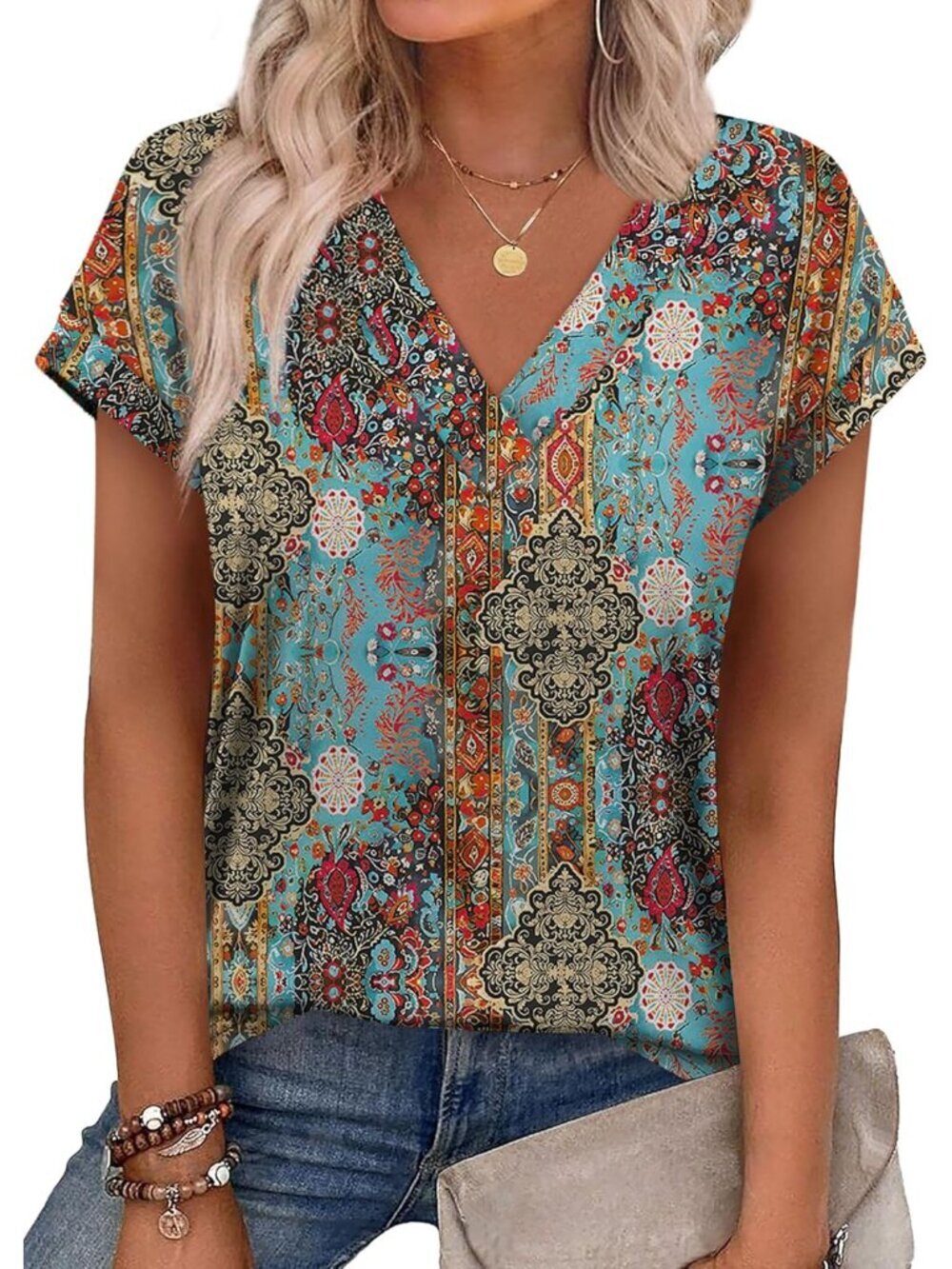 Womens Summer Tops Short Sleeve Shrits 2026 Trendy V Neck Spring Outfits Beach V